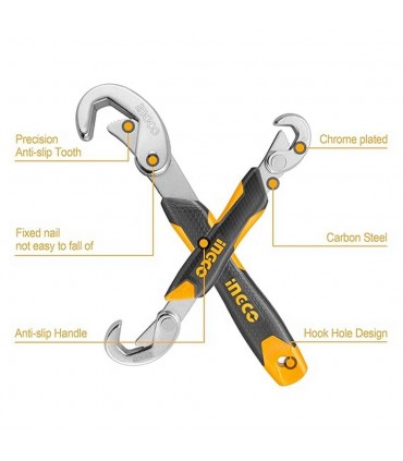 Ingco HBWS110808 2 Pcs Durable Steel Bent Wrench Set