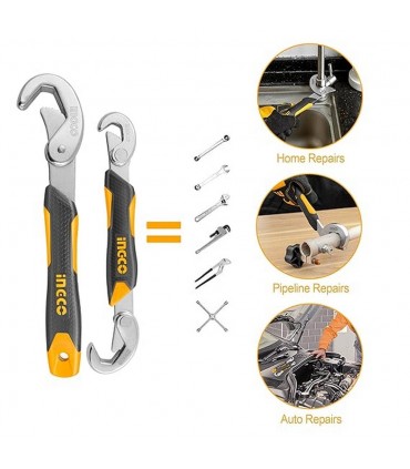 Ingco HBWS110808 2 Pcs Durable Steel Bent Wrench Set