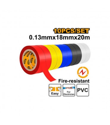 Ingco HPET1013 10 Pcs Fire Resistant Insulation Tape PVC Insulating Tape