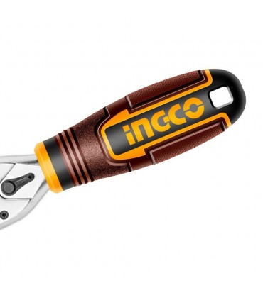 Ingco HRTH081438 1/4 x 3/8 Inch 72 Teeth Stubby Ratchet Handle