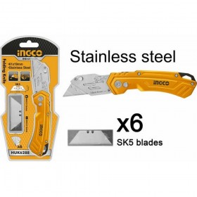 Ingco HUK6288 180mm 6 PCS Blade Folding Cutter Knife