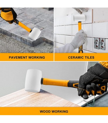 Ingco HRUH8316 16oz Fiberglass Handle Rubber Hammer