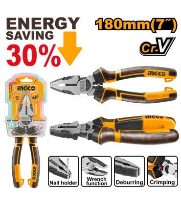 Ingco HHCP28180 7 Inch 180mm Strong Grip High Leverage Combination Pliers