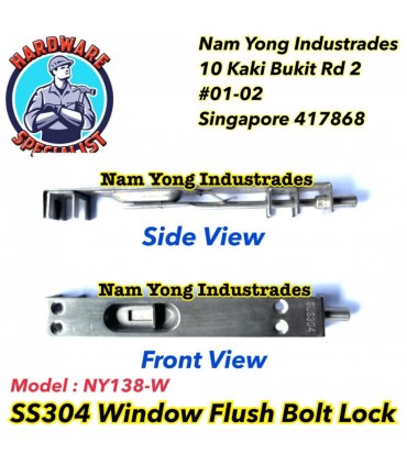 Hardware Specialist NY138-W Stainless Steel Window Flush Bolt Lock