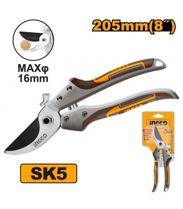 Ingco HPS0308 8 Inch 205mm Blade Ergonomic Grip Pruning Shear
