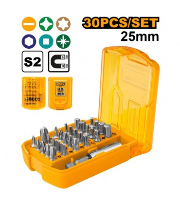Ingco AKSD08301 30 Pcs 25mm Magnetic Holder Screwdriver Bits Set