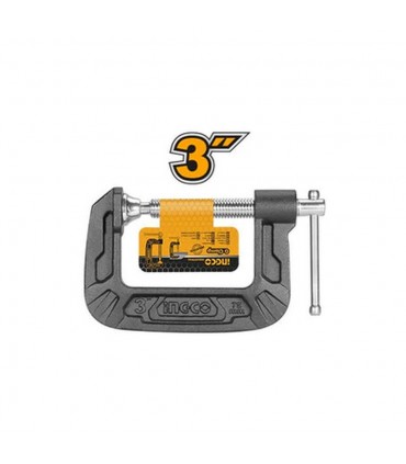 Ingco HGC0103 3 Inch 75mm Jaw Malleable Cast Iron G Clamp