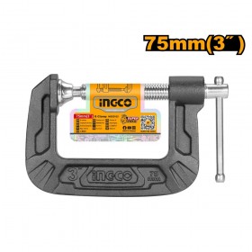 Ingco HGC0103 3 Inch 75mm Jaw Malleable Cast Iron G Clamp