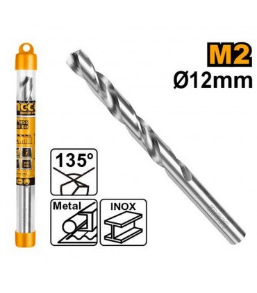 Ingco DBT1111201 12mm 1 Pcs Plastic Tube M2 HSS Drill Bit