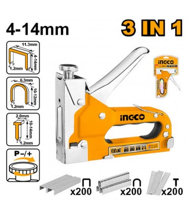 Ingco HSG1405 3 in 1 600 Staples Adjustable Force Staple Gun