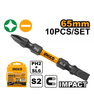 Ingco SDBIM21HL133 10 Pcs Double End Impact Screwdriver Bits