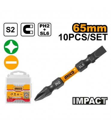 Ingco SDBIM21HL133 10 Pcs Double End Impact Screwdriver Bits