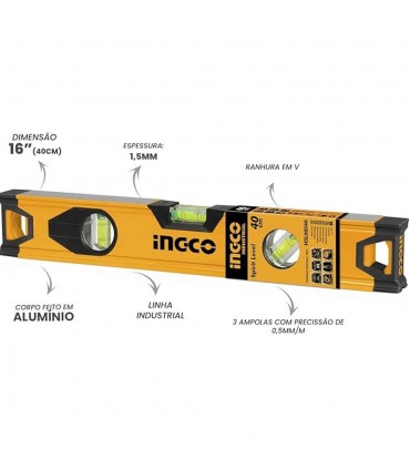 Ingco HSL08040 40cm Heavy Duty Accurate Vials Spirit Level