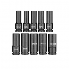 Ingco HKISSD12102L 1/2" Drain Cr-Mo Deep Impact Socket Set - 10 Pieces
