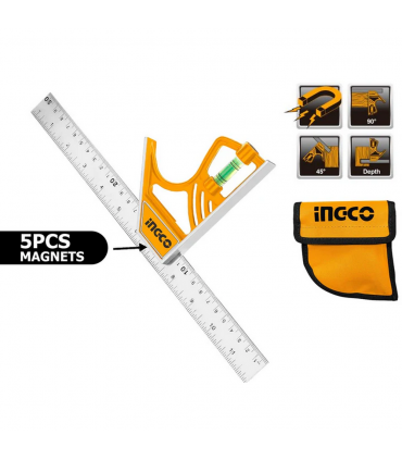 Ingco HSR530255 12" 300mm Magnetic Lock Combination Square