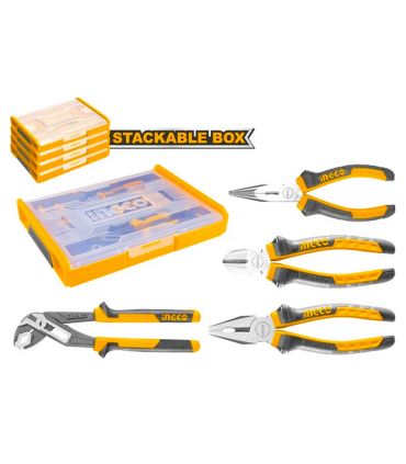 Ingco HKTV01P041 Pliers Set With Case - 4 Pieces
