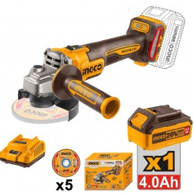 Ingco CAGLI261021 20V Lithium-Ion 4.0 Ah Cordless Angle Grinder