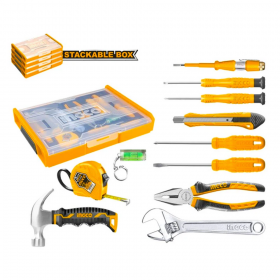 Ingco HKTV01H111 Household Hand Tools Set with Plastic Box - 11 Pieces
