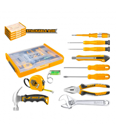 Ingco HKTV01H111 Household Hand Tools Set with Plastic Box - 11 Pieces