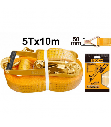 Ingco HRSP5101 50mmX10m Heavy Duty Ratchet Tie Down Straps - 5 Tons