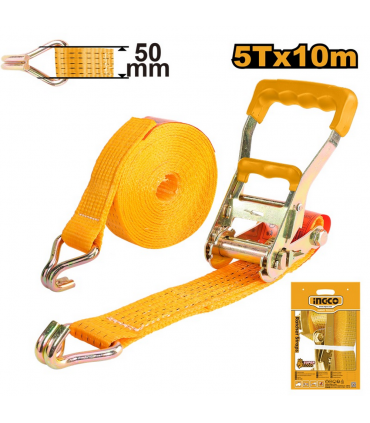 Ingco HRSP5101 50mmX10m Heavy Duty Ratchet Tie Down Straps - 5 Tons