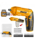 Ingco CSDLI04425 4V Lithium-Ion Fast Charging 4Nm Cordless Screwdriver Set - 19 Bits