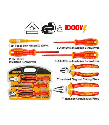 Ingco HKIST3061 1000V VDE Insulated Hand Tools Set - 6 Pieces