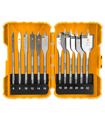 Ingco AKDL1201 6-32mm Flat Wood Drill Bits Set - 12 Pieces