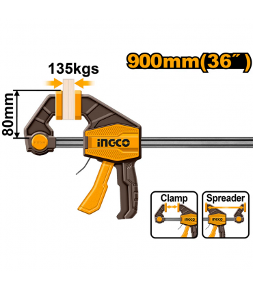 Ingco HQBC36803 36" Quick Bar Clamp Woodwork Tool - 135kg