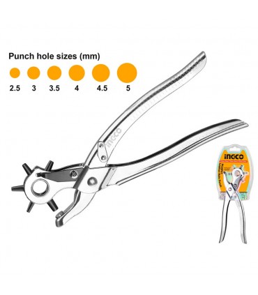 Ingco HLHP01 Auto-Release Ergonomic Handle 6-Size Leather Hole Punch