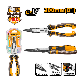 Ingco HHLNP28200 8 Inch CR-V High Leverage Long Nose Pliers