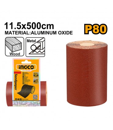 Ingco AKHS08065 11.5 x 500cm Durable Grit Flexible Roll Sandpaper