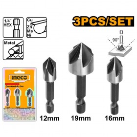 Ingco DBCS0031 3 Pcs HSS 90 Degree Angle Countersink Bit Set
