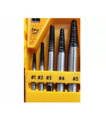 Ingco ASE008 5 Pcs Durable Steel Easy Out Screw Extractor Set
