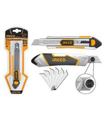 Ingco HKNS1808 6 Pcs SK5 SK5 Steel Blades Snap Off Cutter Knife