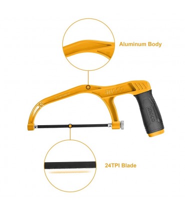 Ingco MHHF1503 24TPI Blade Compact Mini Hacksaw Frame