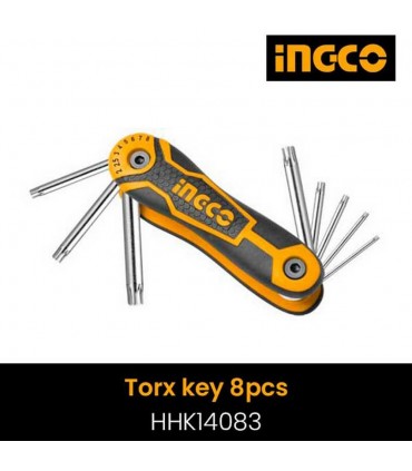 Ingco HHK14083 8 Pcs Foldable Design Durable Steel Torx Key Pocket