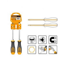 Ingco HSGT680208 2 Pcs Magnetic Tips Go-Through Design Screwdriver Set