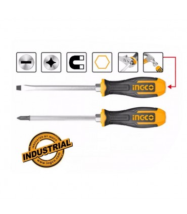 Ingco HSGT680208 2 Pcs Magnetic Tips Go-Through Design Screwdriver Set