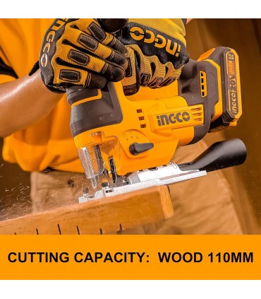 Ingco CJSLI1008 20V Cordless Jig Saw with Saw Blades - Bare Unit