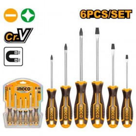Ingco HKSD0628 6 Pcs Magnetic Tips Ergonomic Handle Screwdriver Set