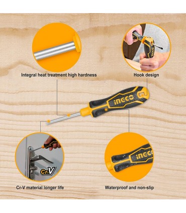 Ingco AKISD0901 9 Pcs Interchangeable Blades Magnetic Tips Screwdriver Set