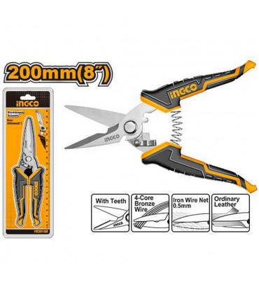 Ingco HES0188 8 Inch Blade Ergonomic Grip Electrician Scissors