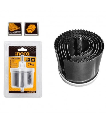 Ingco AKHS702 7 Pcs Multi Material Use Carbon Steel Hole Saw