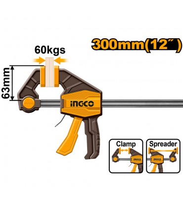 Ingco HQBC01602 300mm Quick-Release Durable Build Bar Clamps