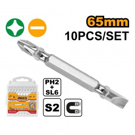 Ingco SDB21HL133 10 Pcs Magnetic Tip S2 Steel Screwdriver Bits