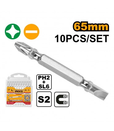 Ingco SDB21HL133 10 Pcs Magnetic Tip S2 Steel Screwdriver Bits