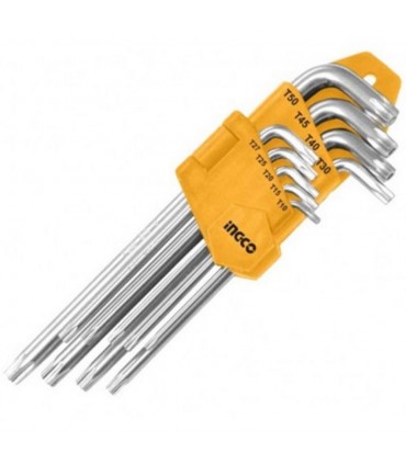 Ingco HHK13091 T10 - T50mm CR-V Steel Long Arm Torx Key Set