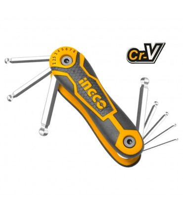 Ingco HHK14082 2 - 8mm Ball Point CR-V Steel Folding Hex Key Set