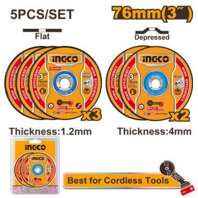 Ingco MCD303768 5 Pcs Abrasive Metal High Efficiency Cutting Grinding Discs